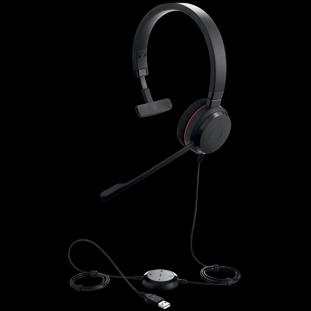 Jabra Evolve 20 MS Mono USB Headset - Noise Cancelling, Microsoft Teams Certified